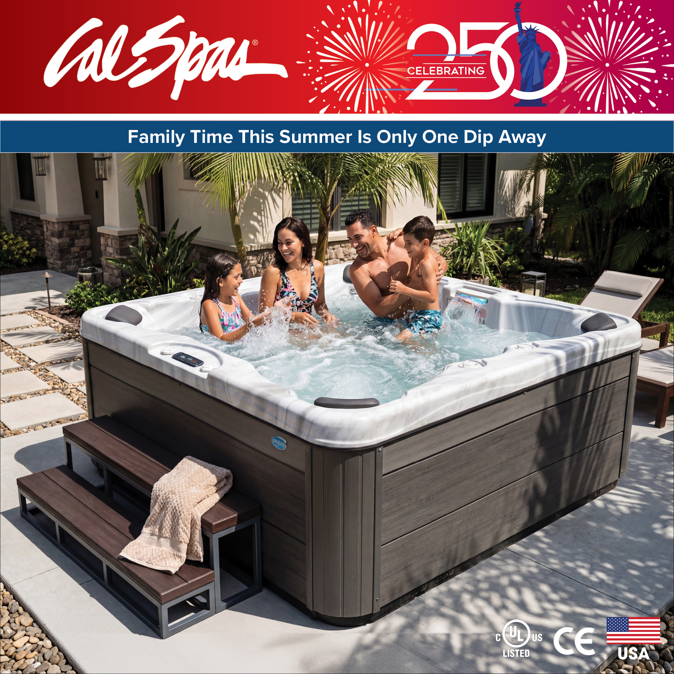 Calspas hot tub being used in a family setting - Sterling Heights